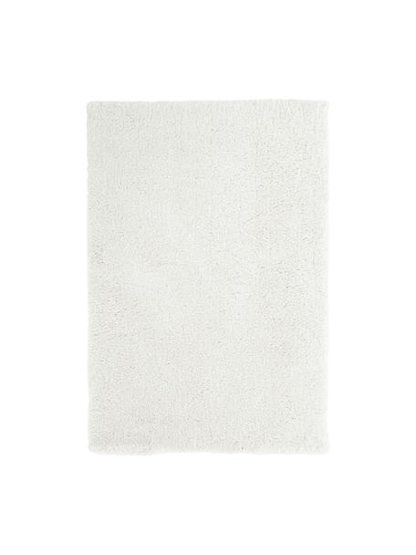 Pluizig hoogpolig vloerkleed Leighton, Bovenzijde: microvezels (100% polyest, Onderzijde: 70% polyester, 30% katoen, Crèmewit, B 120 x L 180 cm (maat S)