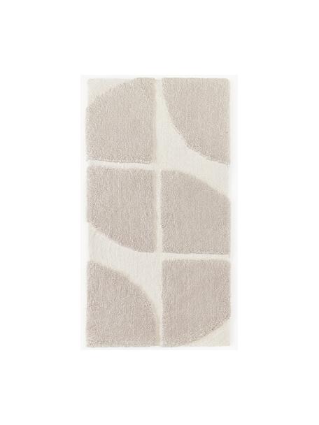 Flauschiger Hochflor-Teppich Jade mit erhabener Hoch-Tief-Struktur, Flor: 100 % Polyester, GRS-zert, Beige, Cremeweiß, B 80 x L 150 cm (Größe XS)