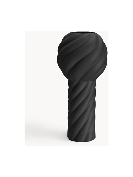 Handbemalte Keramik-Vase Twist Pillar, H 34 cm, Keramik, Schwarz, Ø 16 x H 34 cm