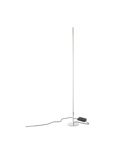 Lámpara de pie pequeña regulable LED Whisper, Estructura: metal recubierto, Cable: plástico, Plateado, Ø 15 x Al 125 cm