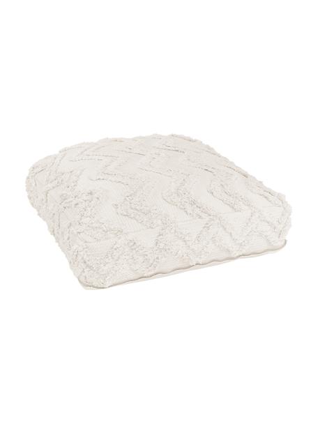 Handgetuftetes Boho-Bodenkissen Akesha, Bezug: Baumwolle, Weiß, B 70 x H 28 cm