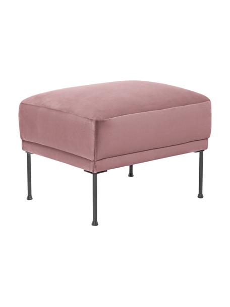 Poggiapiedi da divano in velluto rosa Fluente, Rivestimento: velluto (copertura in pol, Struttura: legno di pino massiccio, Piedini: metallo verniciato a polv, Velluto rosa, Larg. 62 x Alt. 46 cm