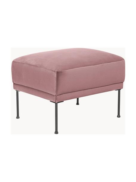 Poggiapiedi da divano in velluto con piedini in metallo Fluente, Rivestimento: velluto (copertura in pol, Struttura: legno di pino massiccio, , Piedini: metallo verniciato a polv, Velluto rosa antico, Larg. 62 x Prof. 50 cm