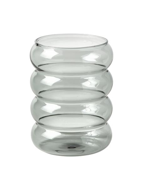 Mundgeblasene Wassergläser Lalo, 4 Stück, Borosilikatglas, Grau, Ø 8 x H 10 cm