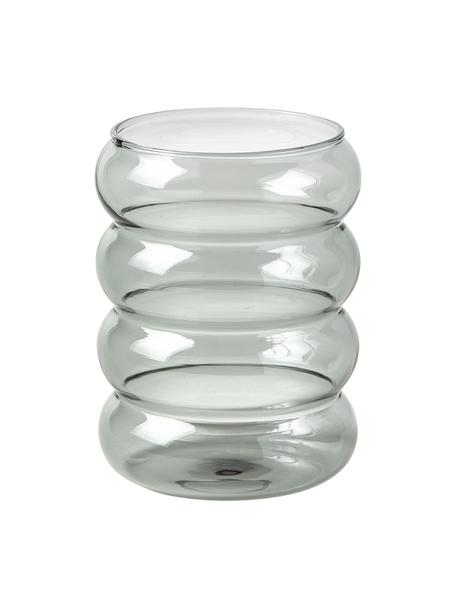 Vasos soplados artesanalmente Lalo, 4 uds., Vidrio de borosilicato, Gris, Ø 8 x Al 10 cm