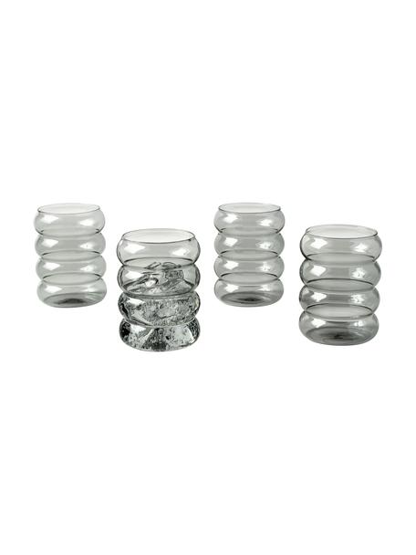 Bicchiere in vetro soffiato Bubbly 4 pz, Vetro borosilicato, Grigio, Ø 8 x Alt. 10 cm