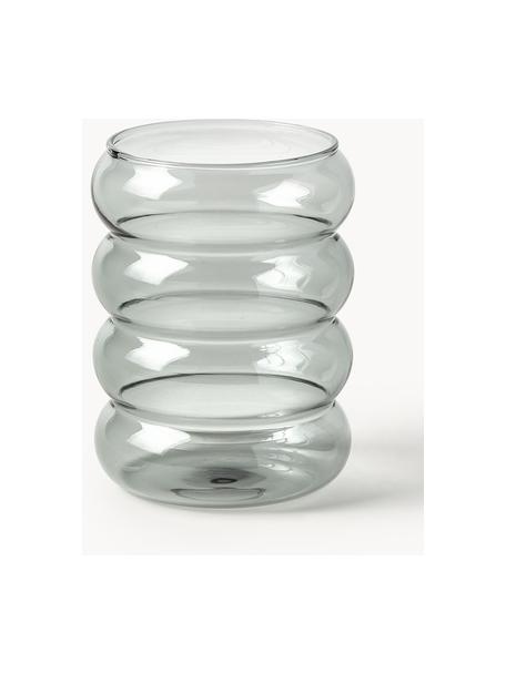 Mundgeblasene Wassergläser Bubbly, 4 Stück, Borosilikatglas, Grau, transparent, Ø 8 x H 10 cm