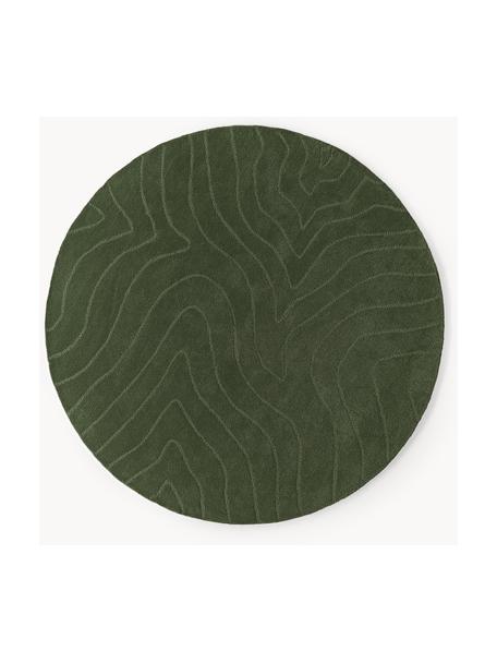 Tapis rond en laine tuftée main Aaron, 100 % laine, certifiée RWS

Les tapis en laine peuvent perdre des fibres lors des premières semaines et des peluches peuvent se former, ce phénomène est naturel et diminue à mesure de votre usage et du temps, Vert foncé, Ø 200 cm (taille L)