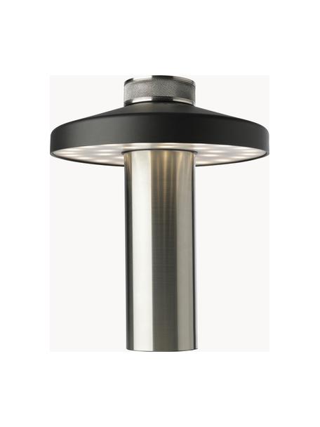 Lámpara de mesa pequeña LED regulable Turn, Cable: plástico, Negro, plata, Ø 18 x Al 22 cm