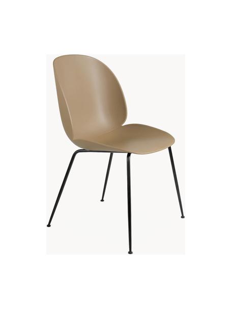 Sedia in plastica Beetle, Gambe: acciaio rivestito, Beige, nero opaco, Larg. 56 x Prof. 58 cm