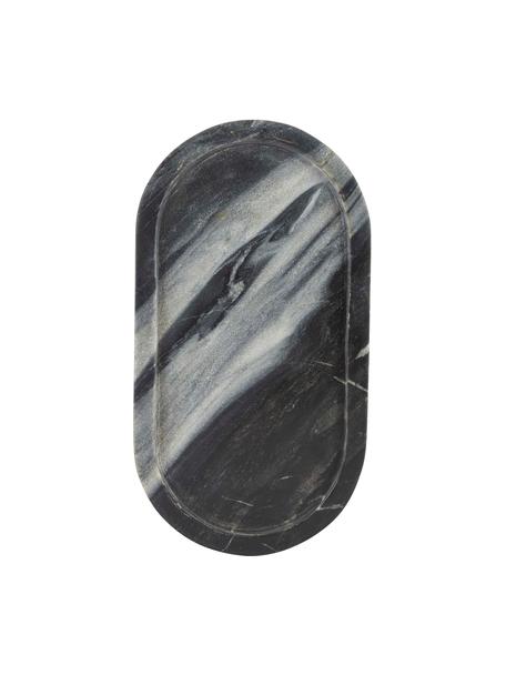 Deko-Tablett Oval aus Marmor in Schwarz-Grau, Marmor, Schwarz, Grau, B 15 x T 28 cm