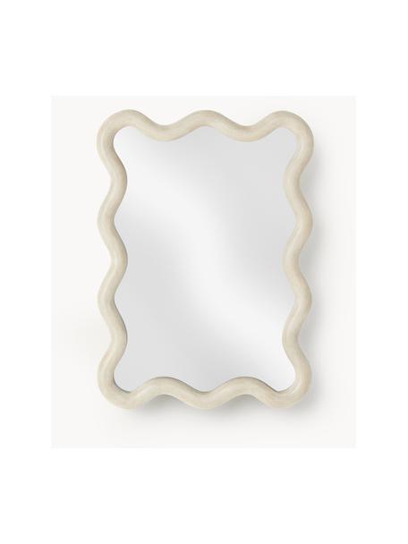 Wandspiegel Wave mit welligem Rand, Spiegelfläche: Spiegelglas, Rahmen: Mitteldichte Holzfaserpla, Hellbeige, B 40 x H 55 cm