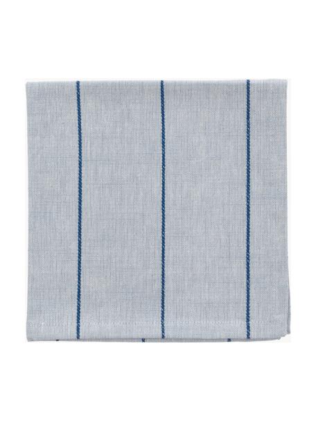 Serviettes de table Line, 4 pièces, 100 % coton, Bleu ciel et bleu foncé, larg. 40 x long. 40 cm