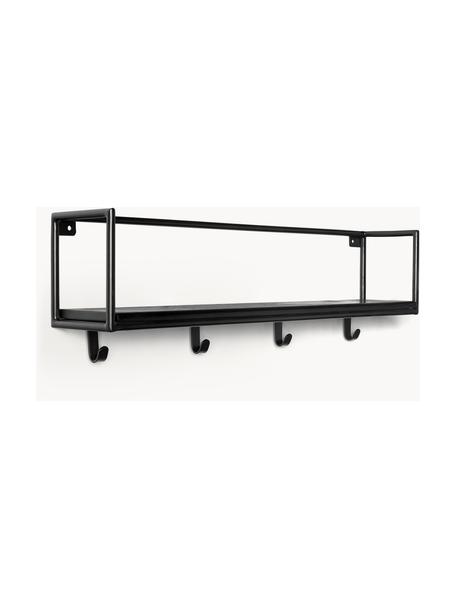 Estante de pared de madera de mango maciza June, Estante: madera de mango maciza pi, Negro, An 85 x Al 20 cm