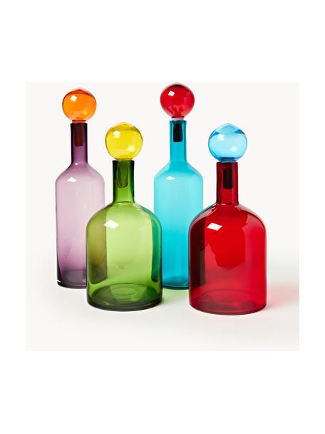 Bouteilles décoratives soufflées à la bouche Bubbles, 4 élém., Verre, soufflé bouche, Multicolore, Lot de tailles différentes