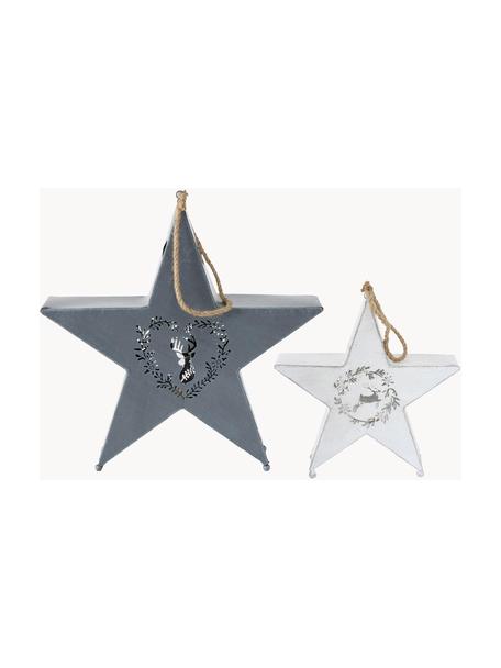 Lanterne Noël Leopold, 2 élém., Gris, blanc, Lot de différentes tailles
