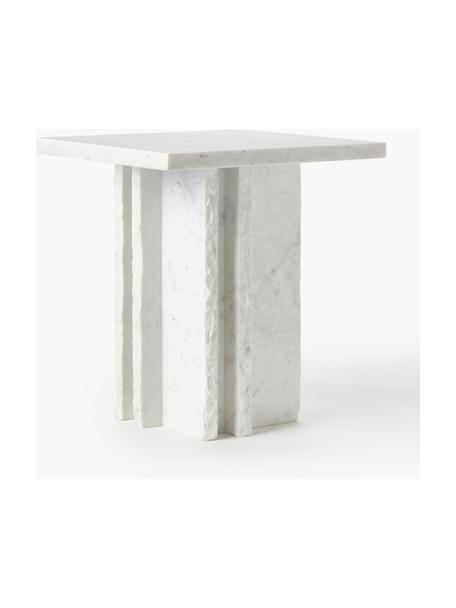 Marmeren bijzettafel Selene, Marmer, Gemarmerd wit, B 40 x H 45 cm