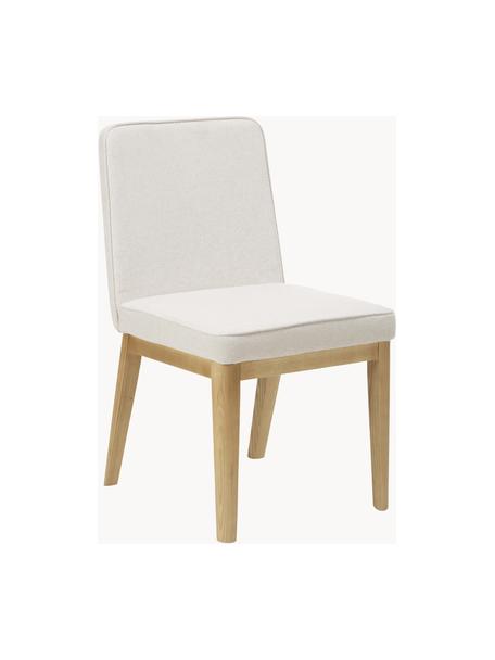 Chaise rembourrée Koga, Tissu blanc crème, bois de frêne, larg. 47 x haut. 86 cm