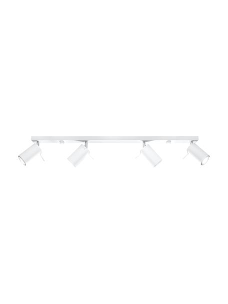 Faretti da soffitto Etna, Paralume: acciaio verniciato, Baldacchino: acciaio verniciato, Bianco, Larg. 81 x Alt. 16 cm
