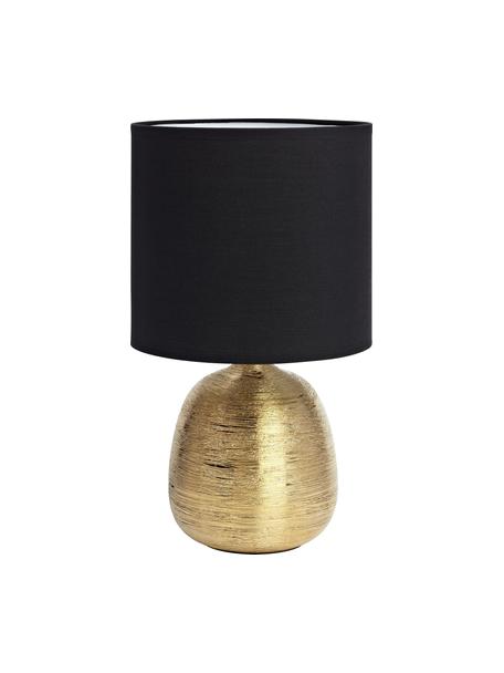 Keramik-Tischlampe Oscar in Schwarz-Gold, Lampenfuß: Keramik, Schwarz, Goldfarben, Ø 20 x H 39 cm