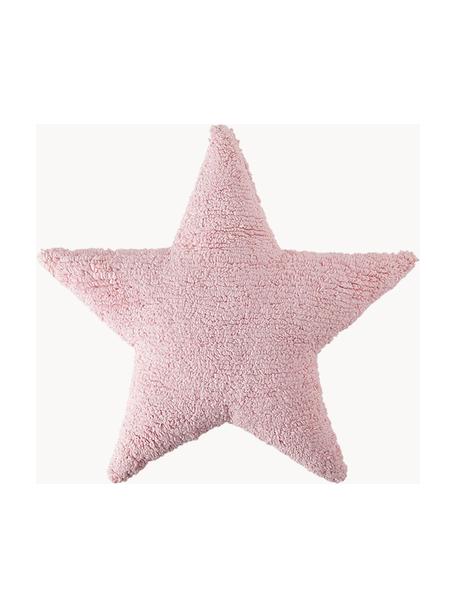 Handgemaakt katoenen knuffelkussen Star, Lichtroze, B 54 x L 54 cm