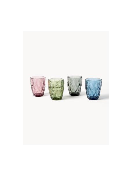 Waterglazen Colorado met structuurpatroon, 4-delig, Glas, Blauw, mauve, grijs, grijs, Ø 8 x H 10 cm, 260 ml