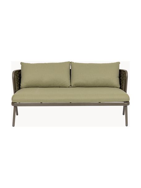 Sofa ogrodowa Harlow (2-osobowa), Tapicerka: 100% polipropylen, Stelaż: aluminium malowane proszk, Oliwkowozielona tkanina, taupe, S 165 x G 77 cm