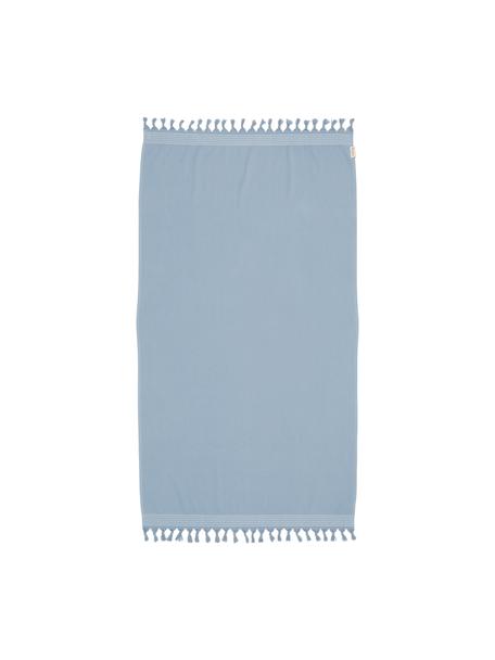 Hamamdoek Soft Cotton met achterzijde van badstof, Blauw, wit, 100 x 180 cm