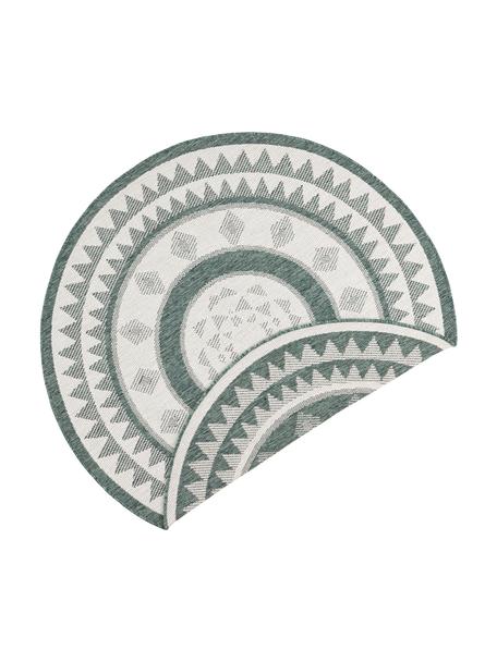 Rond dubbelzijdig in- en outdoor vloerkleed Jamaica in groen/crèmekleur, 100% polypropyleen, Groen, crèmekleurig, Ø 140 cm (maat M)