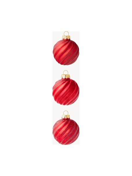 Bolas de Navidad Gabriela, Ø 6 cm, 3 uds., Vidrio, Rojo, Ø 6 cm