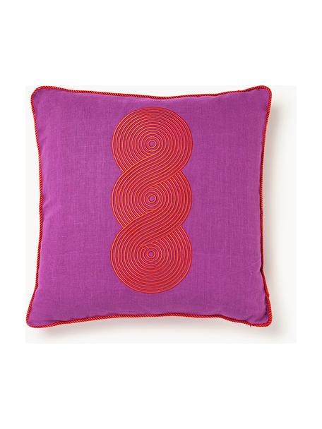 Coussin en lin Pompidou, Lilas, rouge, larg. 50 x long. 50 cm