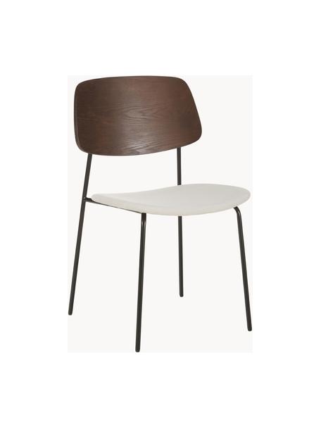 Chaises en bois avec assise rembourrée Nadja, 2 pièces, Tissu blanc crème, bois foncé, larg. 51 x prof. 52cm