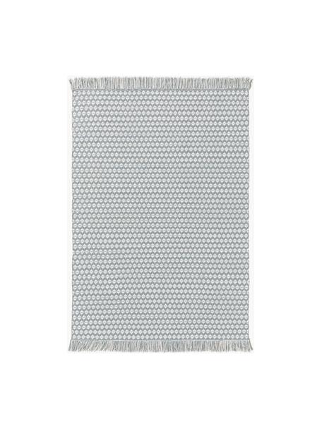 Tapis d'extérieur à franges Morty, 100 % polyester (PET recyclé), Gris, blanc cassé, larg. 120 x long. 170 cm (taille S)