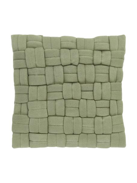 Federa arredo intrecciata color verde salvia Norman, Verde salvia, Larg. 40 x Lung. 40 cm