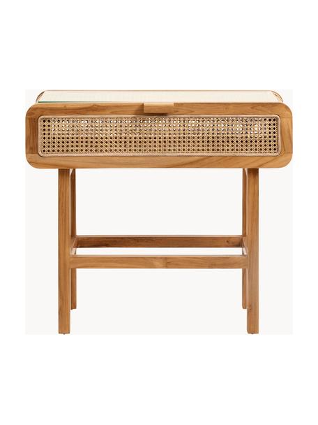 Konzolový stolek s ratanovou pleteninou Aising, Teakové dřevo, Š 90 cm, H 35 cm