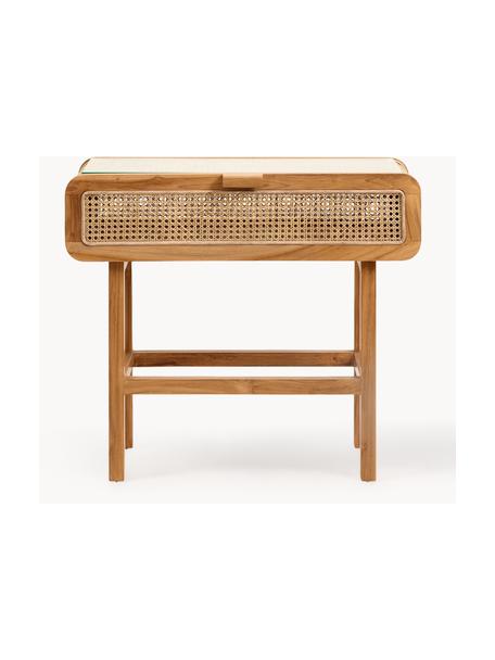 Konzolový stolík Aising s ratanovým výpletom, Tíkové drevo, Š 90 x H 35 cm