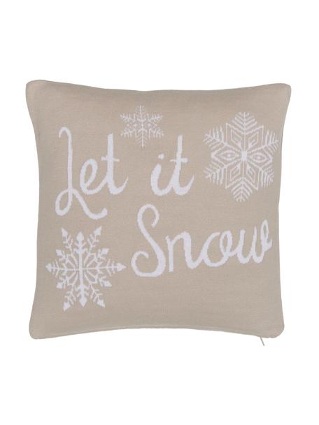 Poťah na vankúš Let It Snow, 100 % česaná bavlna, Béžová, krémovobiela, Š 40 x D 40 cm