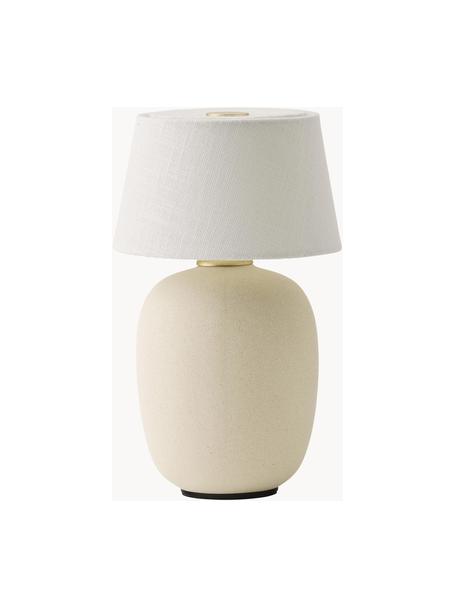 Lampada da tavolo con porta USB e luce regolabile Torso, Paralume: tessuto, Bianco crema, bianco latte, Ø 12 x Alt. 20 cm