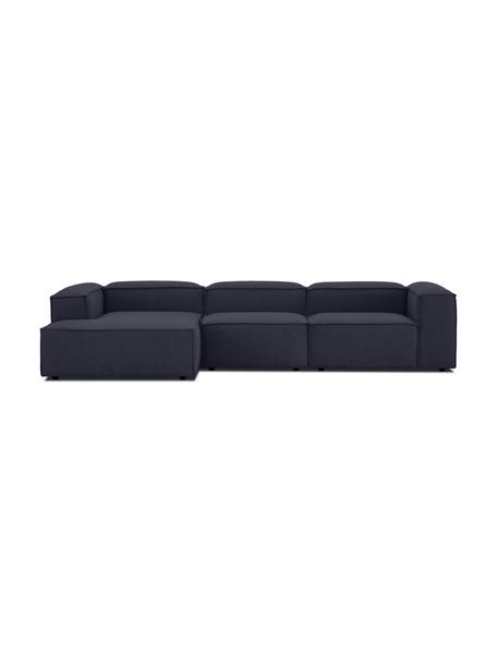 Sofá rinconera modular Lennon, Tapizado: 100% poliéster Alta resis, Estructura: madera de pino maciza, ma, Patas: plástico, Tejido azul oscuro, An 327 x F 180 cm, chaise longue izquierda