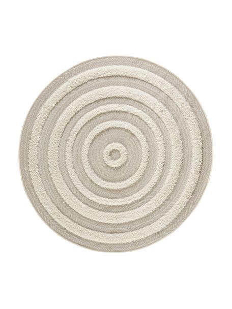 Kulatý vnitřní a venkovní koberec s různou výškou povrchu Nador, 100 % polypropylen, Béžová, krémová, Ø 160 cm (velikost L)
