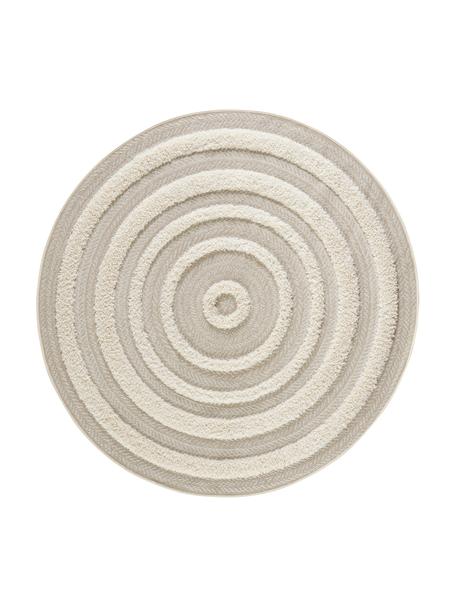 Tappeto rotondo da interno-esterno con motivo a rilievo Nador, 100% polipropilene, Beige, color crema, Ø 160 cm (taglia L)