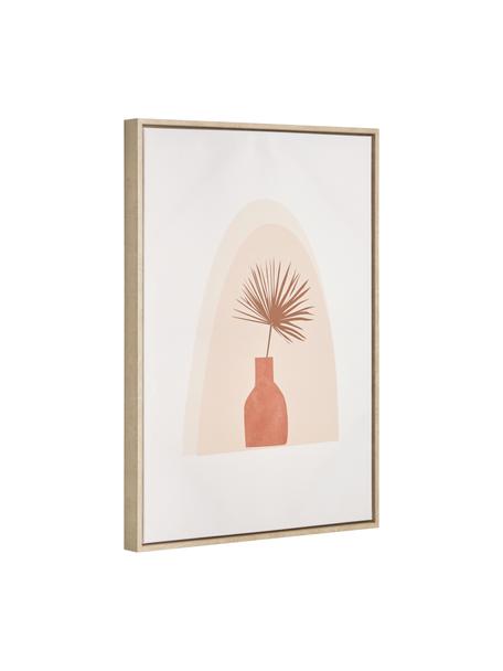 Gerahmter Digitaldruck Izem Flower, Rahmen: Mitteldichte Holzfaserpla, Bild: Leinwand, Weiß, Beige, Rosa, 50 x 70 cm