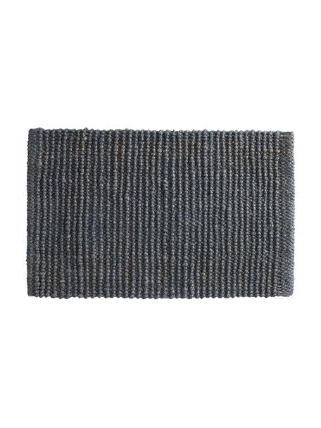 Zerbino tessuto a mano con struttura alta-bassa rialzata Lara, 100% juta, Grigio scuro, Larg. 60 x Lung. 90 cm