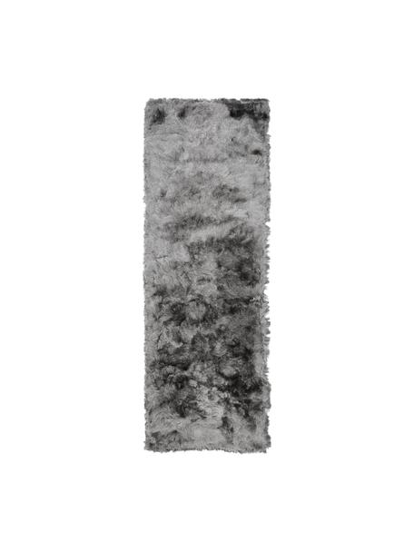 Glanzende hoogpolige loper Jimmy in lichtgrijs, Onderzijde: 100% katoen, Lichtgrijs, 80 x 250 cm
