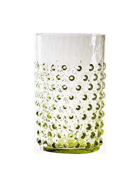Sada ručně foukaných sklenic s reliéfem Hobnail, 6 dílů, Sklo, Olivově zelená, Ø 7 cm, V 11 cm, 200 ml