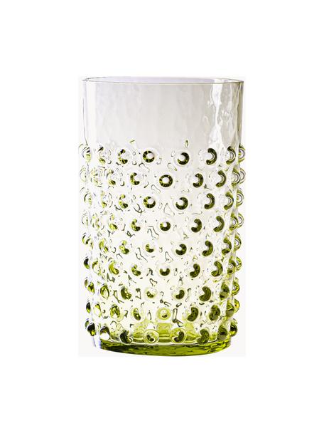 Handgemaakte waterglazen Hobnail met reliëf, 6 stuks, Glas, Olijfgroen, Ø 7 x H 11 cm, 200 ml