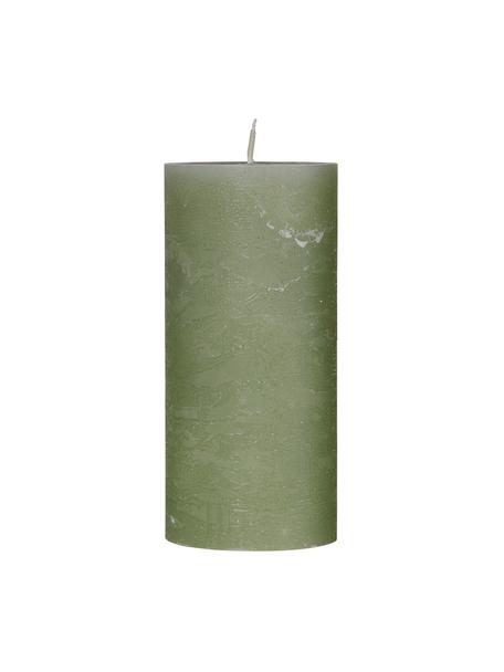 Ručne vyrobená veľká sviečka Rustic, Parafín, Zelená, Ø 7 x V 15 cm
