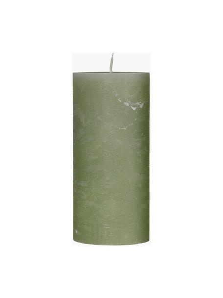 Bougie pilier artisanale Rustic, Paraffine, Vert, Ø 7 x haut. 15 cm