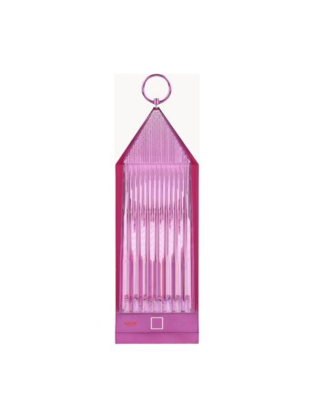 Lampada da tavolo portatile da esterno con caricatore Lantern, luce regolabile, Plastica, Rosa, Larg. 10 x Alt. 31 cm