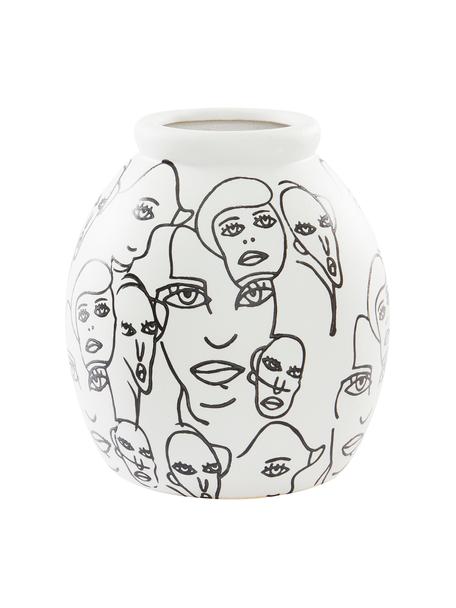 Wazon z ceramiki People, Ceramika, Biały, czarny, Ø 18 x W 21 cm